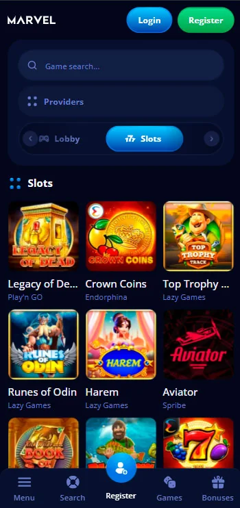 mobilní automaty Marvel Casino